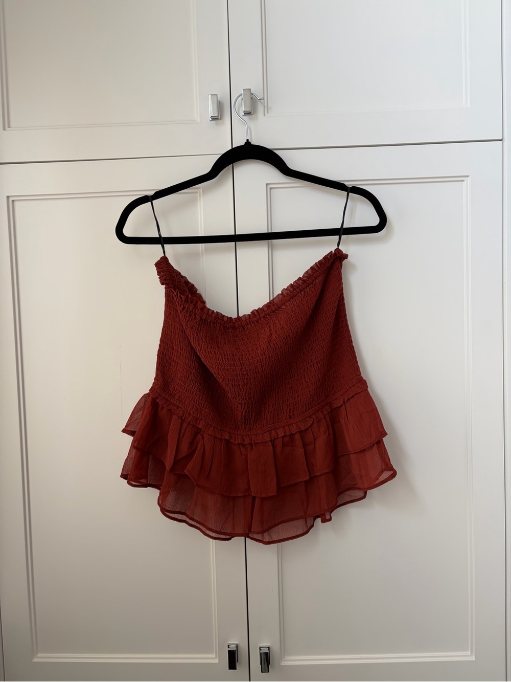 H&M Rust Red Smocked Ruffle Cami - Picture 2 of 3